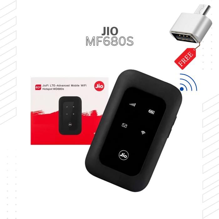 Jio LTE-Advanced Mobile Hotspot MF680s Avec Adaptateur USB To USB-C Gratuit