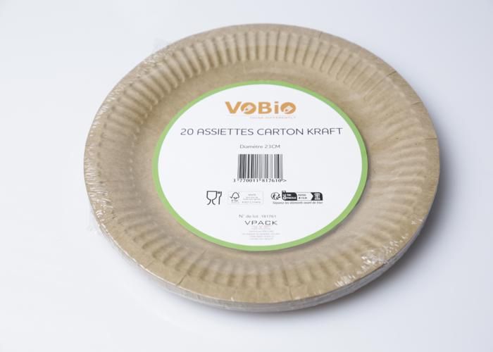 20 ASSIETTES CARTON KRAFT 23CM