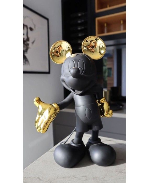 Statut Mickey Noir et Doré 60cm