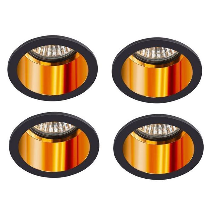 Spot Rond Noir / Bronze Comprend X 4 W LED Blanc Chaud 230 V IP20 X Prise GU10