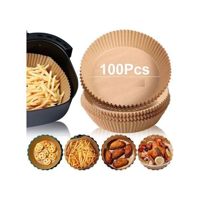 Pack 100 pieces papier cuisson pour air fryer prédécoupé en forme rond