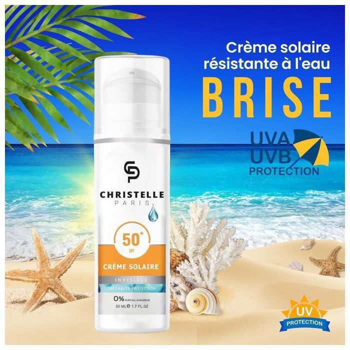 écran solaire imperméable et hydratant avec SPF50+ pour peau sensible, 50 ml Invisible nouvelle formule