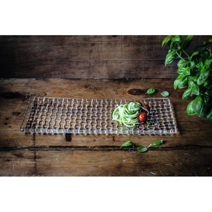 PLAT SIMPLE EN CRSITAL 42CM/17CM Assiette à gâteau vintage / assiette à gâteau rectangulaire, cristal , noble