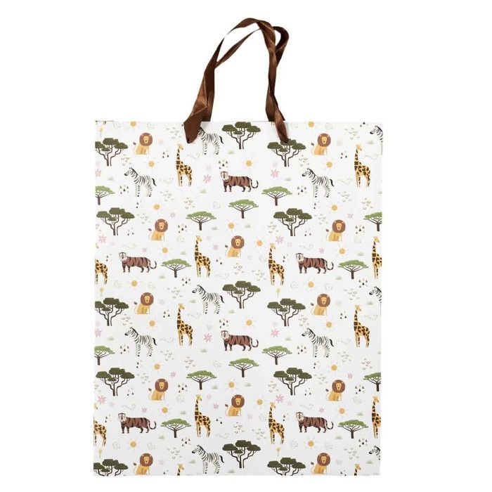 Sac Cadeau Anniversaire "Savane" 33cm Multicolore
