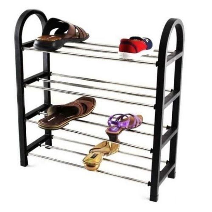 Étagère à chaussures - Bon Qualité - 4 Couches - Métal chromé - Noir - Mixte