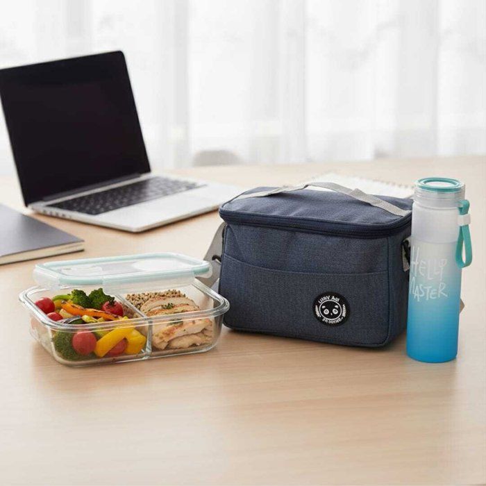 Set Lunch Box - AYA HOME - Complet - Sac Isotherme - Boîte en Verre Pyrex - 800ml