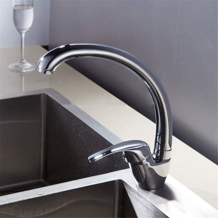 Robinet Mitigeur de cuisine chromé sur table + 2 flexible, Haute Qualité