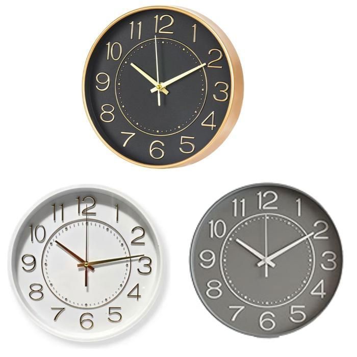 Horloge murale - Contemporaine - Noir - Mécanisme silencieux - Installation facile - Design moderne (Couleur aléatoire)