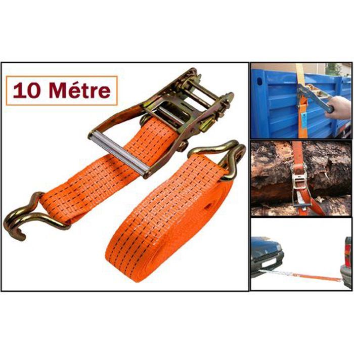10m attache à cliquet tirer voiture Sangle d'arrimage ceinture depannage voiture