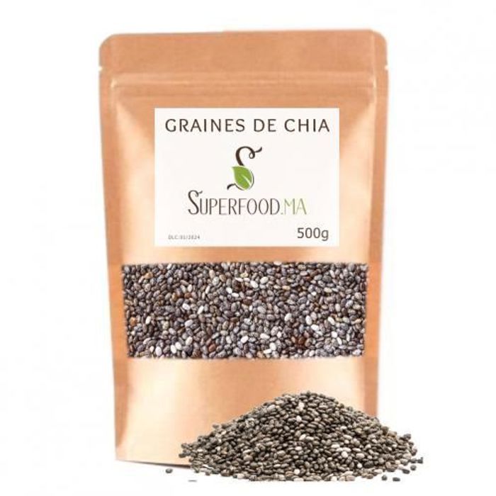Graines de Chia - Marque Non Spécifiée - 500g - Minceur - Coupe Faim - Transit