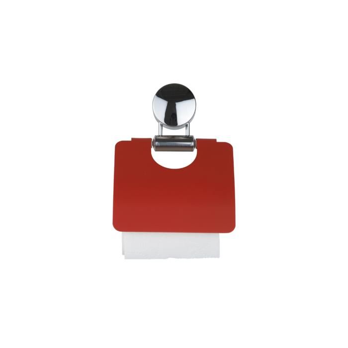 PORTE PAPIER WC  CHROME  ROUGE  L 13.0CM W 13.0CM