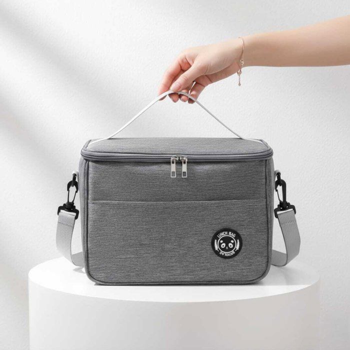 Sac à lunch isotherme - AYA HOME - Gris - 23cm/15cm - Bandoulière Ajustable - Design Original