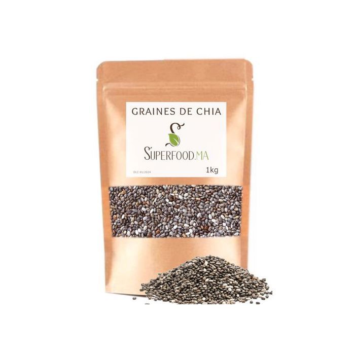 Graines de Chia - Marque Non Spécifiée - 1kg - Minceur - Omega 3 - Prébiotique