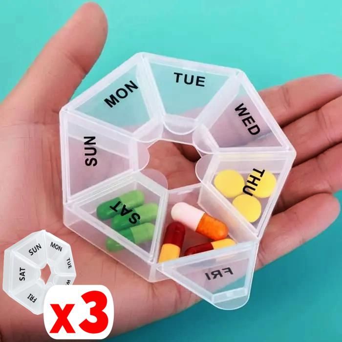 3 Boites à médicaments Semainier Pilulier quotidien