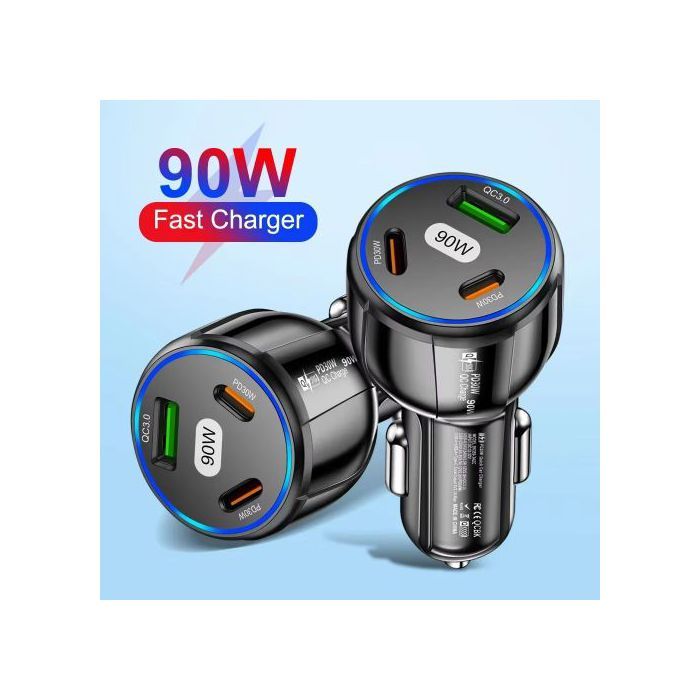 Charge de Voiture 90W, QC3.0, PD, QUICK Chargeur Multi-ports Super Rapide ,