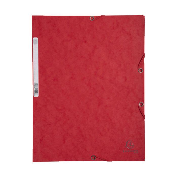 Chemise à élastique - EXACOMPTA - 3 rabats - 24 x 32 - Carte lustrée - Rouge