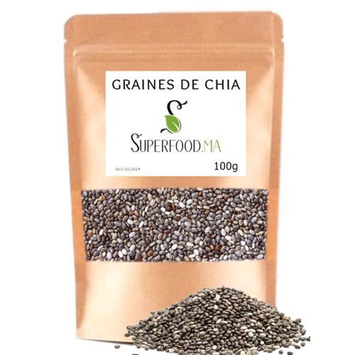 Graines de Chia - Marque Non Spécifiée - 100g - Minceur - Omega 3 - Prébiotique