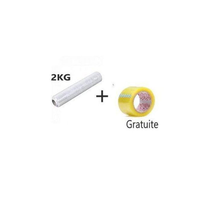 Rouleau film amovible de 2 kg de cellophane pour embaumement + Rouleau Scotch 50m