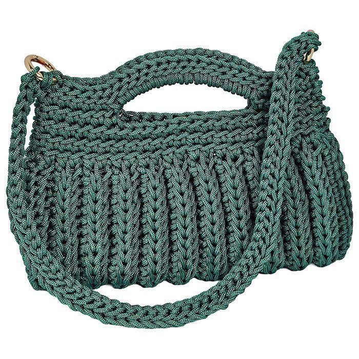 Sac à Main Bandoulière - HANDYS - Anna - Crochet - Vert Olive - 24x3x15 cm