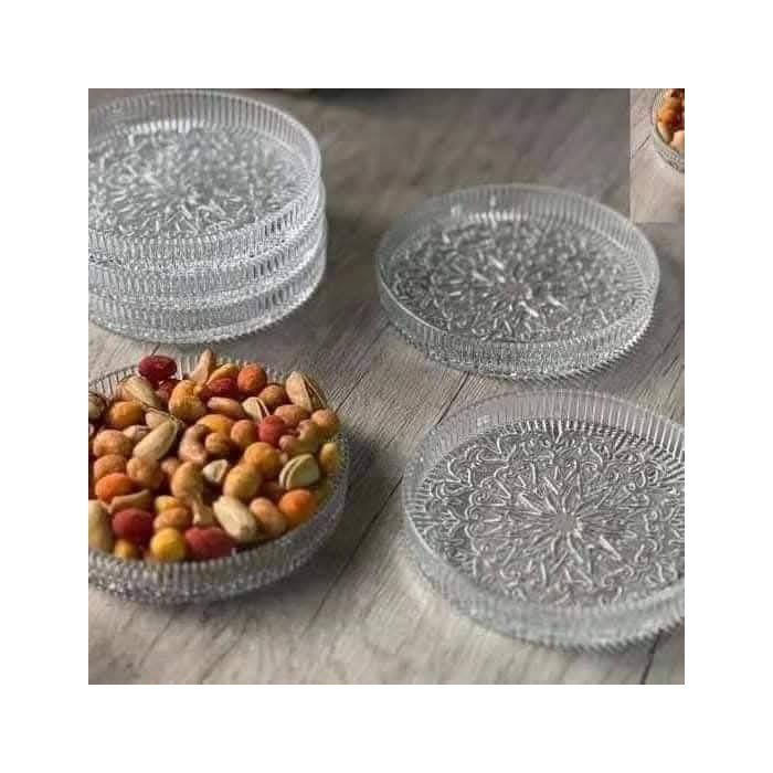Assiette à dessert - MARQUE - Set de 6 assiettes en verre - 12 cm - Transparent - Haute qualité