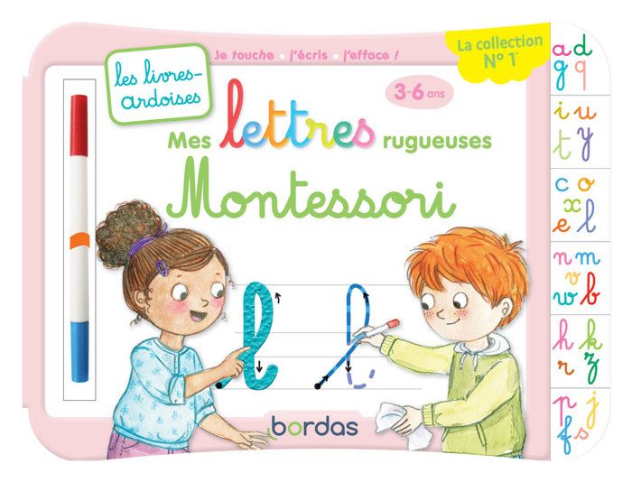 Livre - les livres-ardoises ; mes lettres rugueuses Montessori ; 3/6 ans