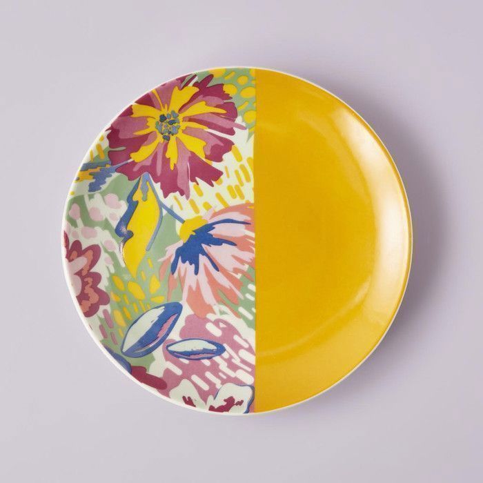 Assiette de Service - Glinda - 25 cm - Porcelaine - Jaune - Compatible lave-vaisselle