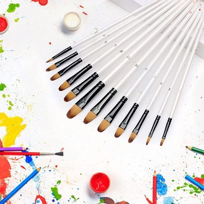 Ensemble de pinceaux de peinture – 12 pièces pour fournitures d'art et créations artistiques