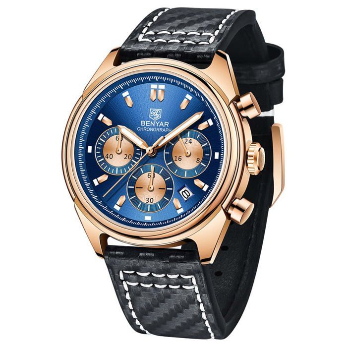 Benyar Montre Homme En Cuir 100% Originale à Quartz Avec 2 Ans De Garantie
