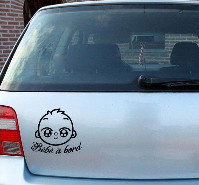 Sticker autocollant bebe a bord visage