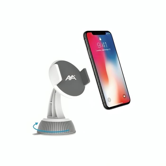 Support de téléphone pour voiture - Aya - Tableau de bord - Rotation 360° - Installation sans outils - Noir