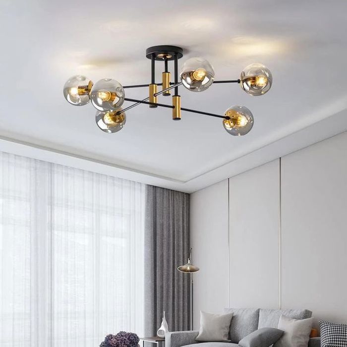 Plafonnier Moderne Et Minimaliste LED - Luxueux Plafonnier 6 Têtes En Verre