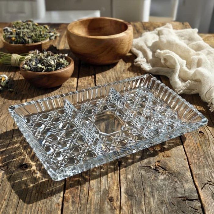 Plat à compartiment - AYA HOME - Modèle carré - 34x17 cm - Verre - Compatible lave-vaisselle