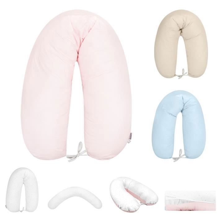 Kikkaboo Coussin d'allaitement Dream Big 150 cm, 100% coton, housse amovible [Rose]