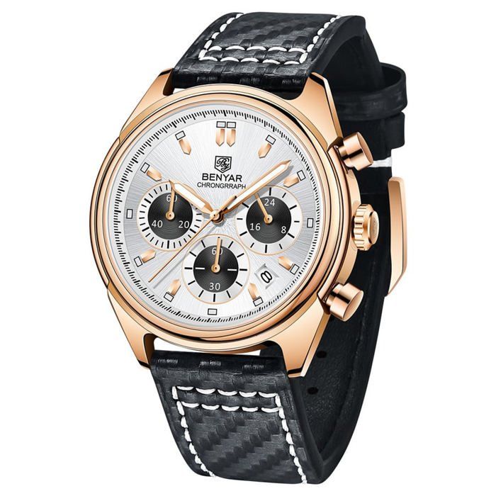 Benyar Montre Homme En Cuir 100% Originale à Quartz Avec 2 Ans De Garantie
