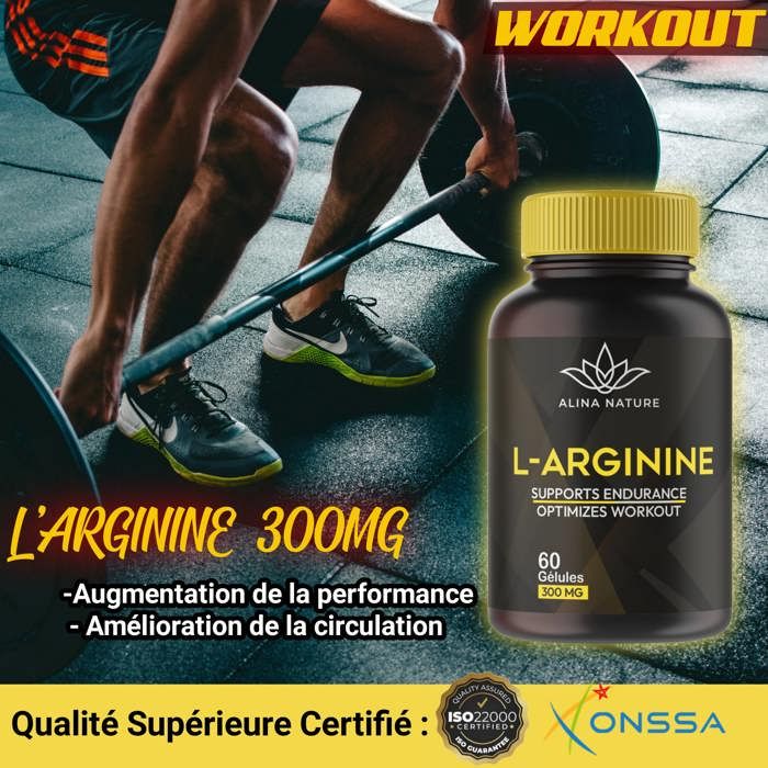 L-Arginine 300 mg - 60 Gélules Workout Libérez votre potentiel
