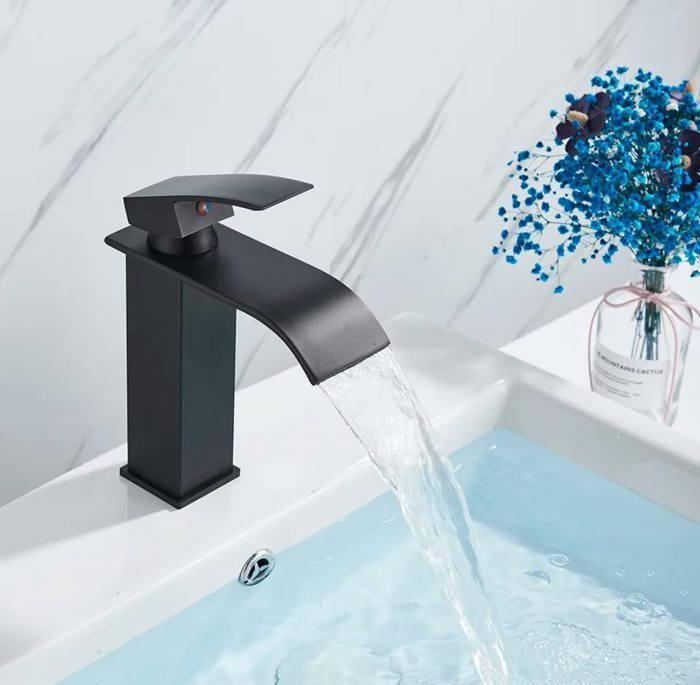 Robinet Mitigeur de Lavabo Fontaine ,Cascade Noir Haute Gamme