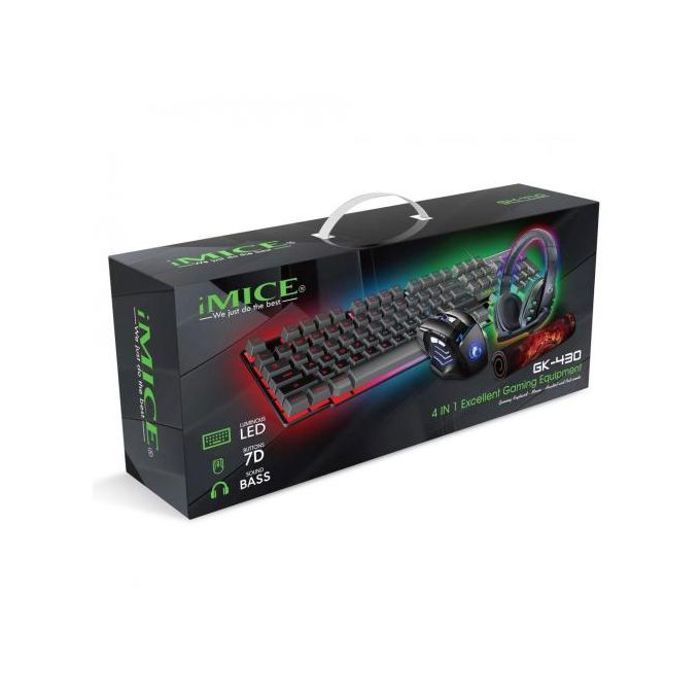 Imice kit de jeu gaming clavier, souris, casque, tapis de souris, pack 4 en 1