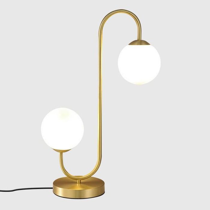 Lampe De Table Boule De Verre Créative Moderne Arquée Dorée
