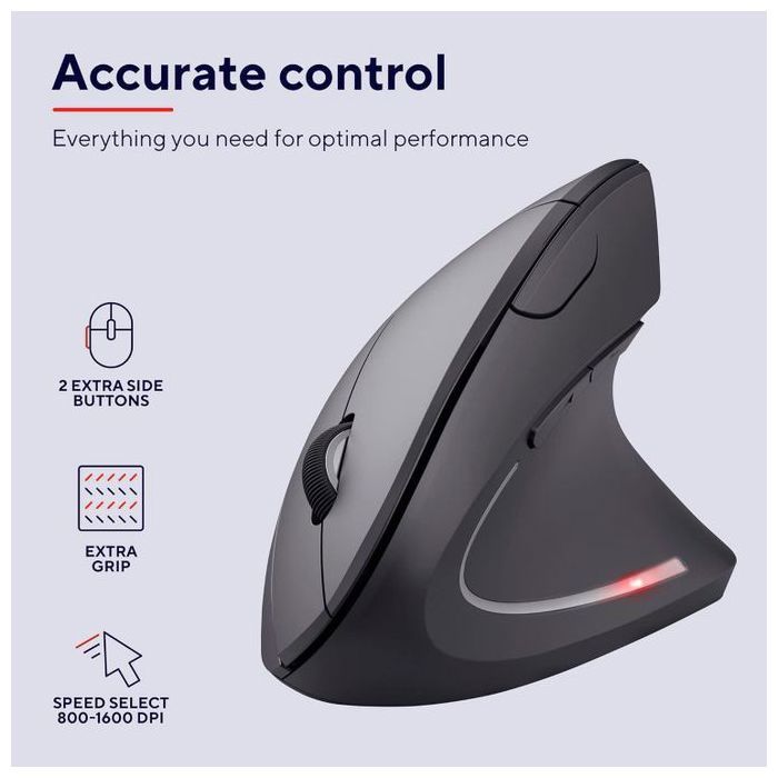 Souris Verticale Sans Fil - JEDEL - W925 - Ergonomique - 800/1200/1600 DPI - Clics Silencieux