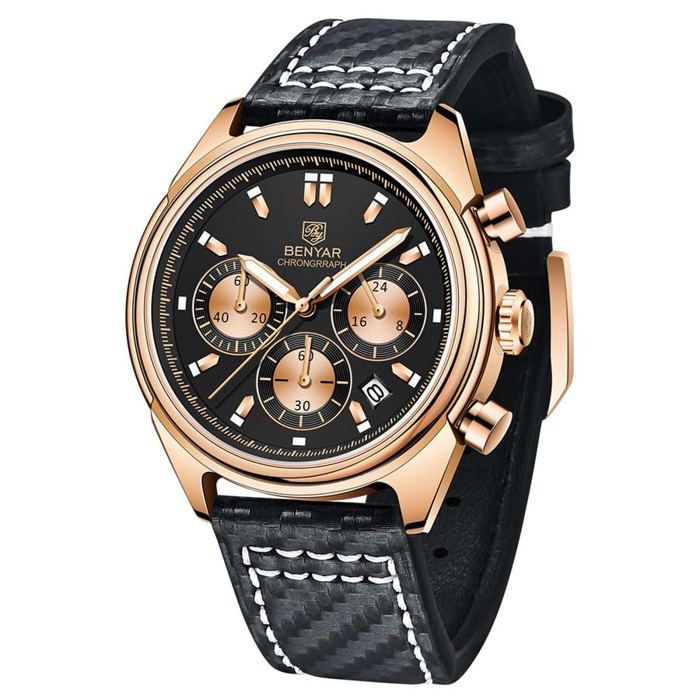 Benyar Montre Homme En Cuir 100% Originale à Quartz Avec 2 Ans De Garantie