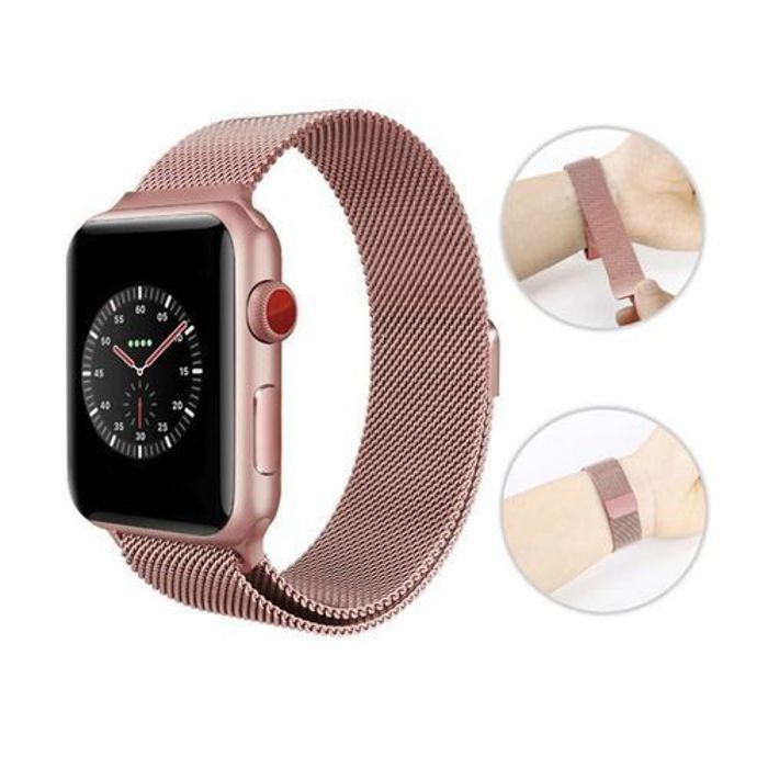 Bracelet - LUXE - Apple Watch - Acier inoxydable - Boucle milanaise - 42mm - Rose