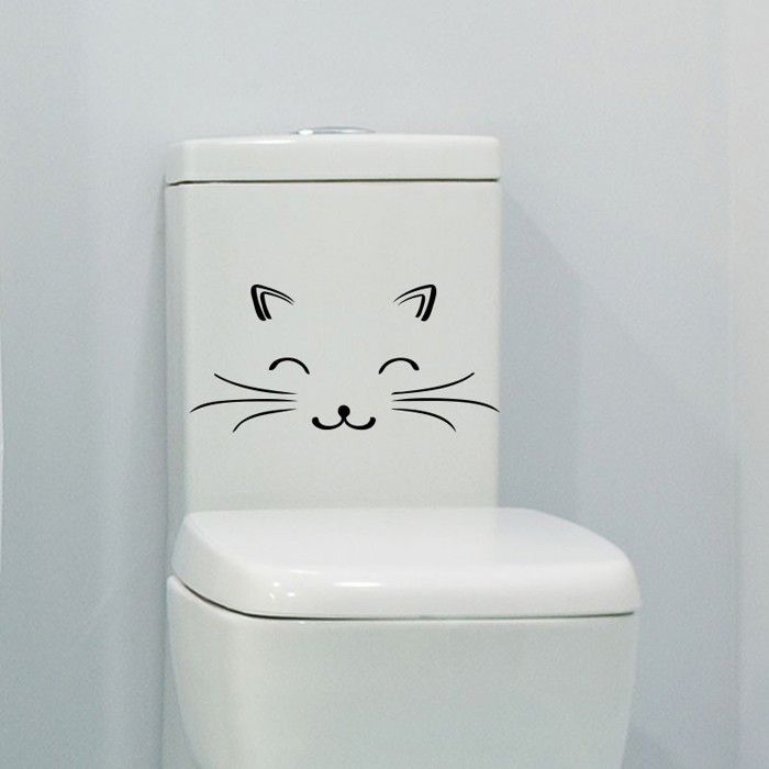 Sticker toilette visage de chat