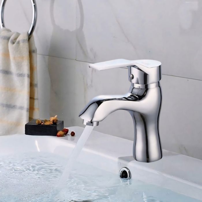 Robinet Mitigeur De Lavabo Chromé, chaud et froid + 2 flexibles