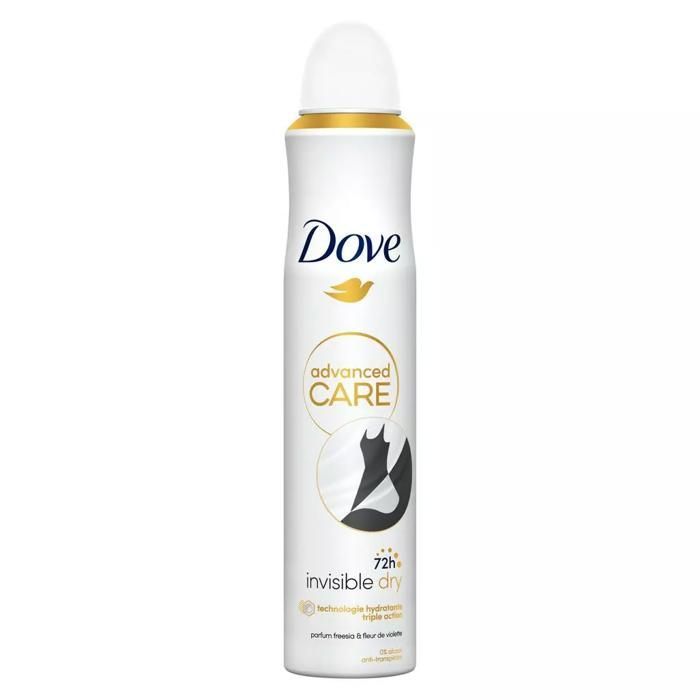 Déodorant anti-transpirant - DOVE - Invisible Dry - 200ml - Hypoallergénique - 48h d'efficacité