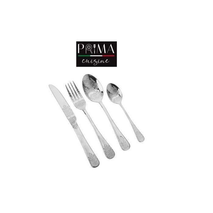 Couverts de table - PRIMA - 24 pièces - Inox - Argent - Compatible lave-vaisselle