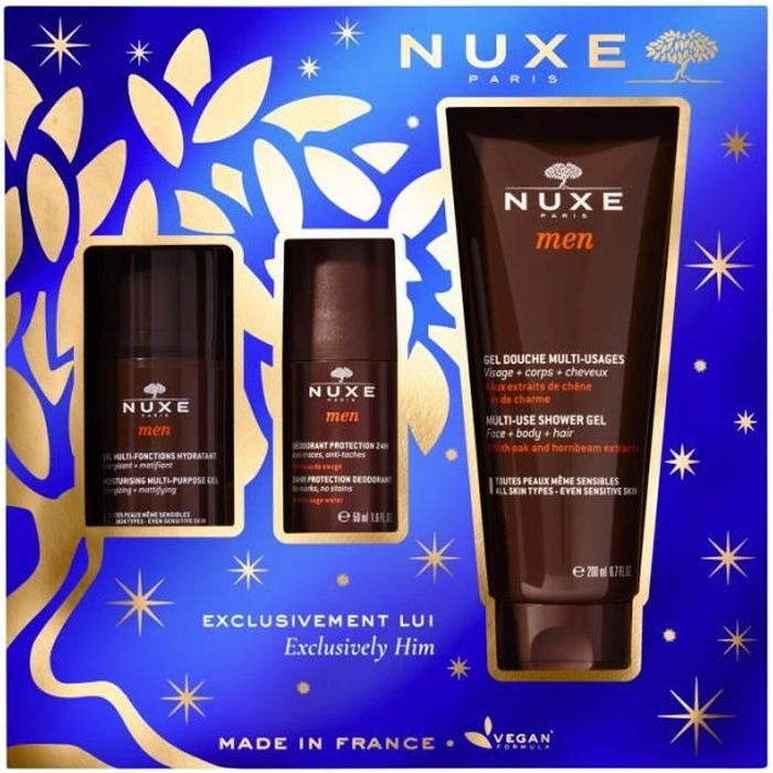 Coffret de soins pour homme - NUXE - Exclusivement Lui - Hydratant, Déodorant, Gel douche