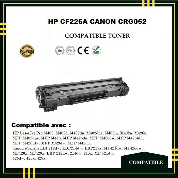 Toner Compatible - HP 26A CF226A - Noir -  - Rendement 3000 pages