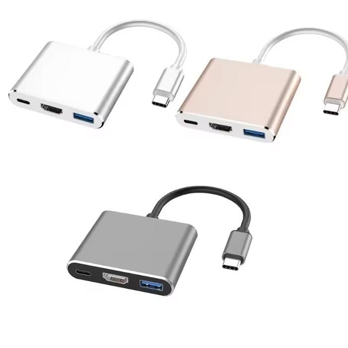 Adaptateur usb vers hdmi 4k 3 ports type-c (Couleur aléatoire)