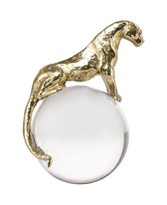 Boule en crystal avec Tigre dore