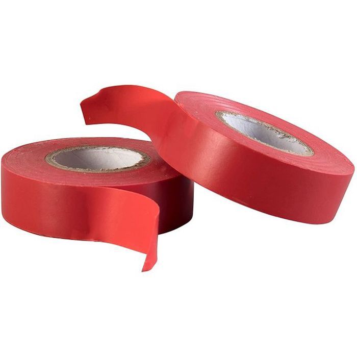 Lot de 2 Ruban Adhésif Scotch Rouge en PVC Isolant Électrique, 19 mm x 20 m